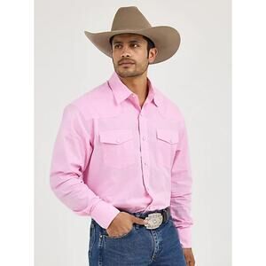 Wrangler Men's Bucking Cancer Western Snap Shirt Pink Western Rodeo Rancho Sz XL